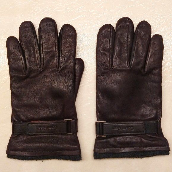 Calvin Klein Other - Calvin Klein Dark Brown Insulated Leather Gloves